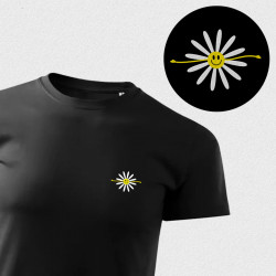 Koszulka z haftem kwiatka na piersi męska – 100 % bawełna | SUN/FUN FLOWER